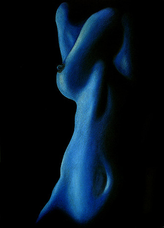 Blaue Nacht, coloured pencils on paper, 42 x 29 cm